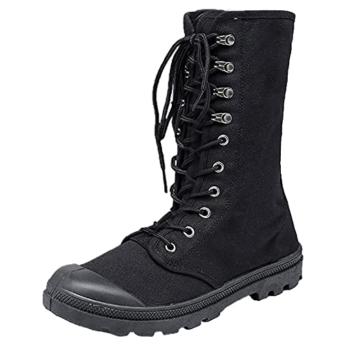 ANUFER Herren Mode Mittlere Wade Desert Stiefel Schnürung Im Freien Canvas Schuhe Schwarz SN0711112 EU41.5 von ANUFER