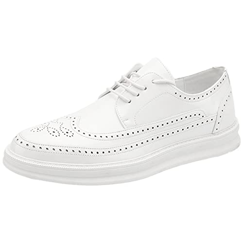 ANUFER Herren Plattform Brogue Abendschuhe Mikrofaser-Leder Schnüren Turnschuhe Weiß SN070407 EU43 von ANUFER