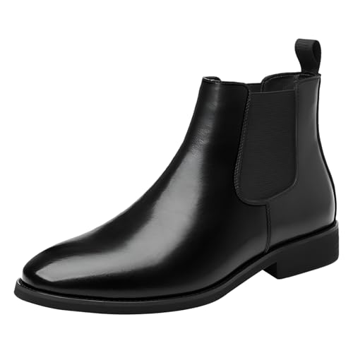 ANUFER Herren Vintage Runde Spitze Chelsea Stiefel Farbe des Pinsels Formell Slip-On Stiefeletten Schwarz SN079238 EU44.5 von ANUFER