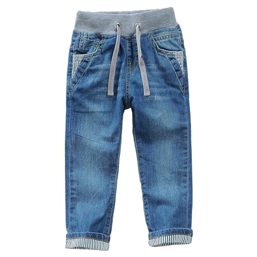 ANUFER Jungen Elastischer Bund Jeans Entspannt Lässig Dehnbar Gestrecktes Bein Baumwolle Jeanshose Alter 11-12 Jahre SN0711142 Stil E 160cm von ANUFER