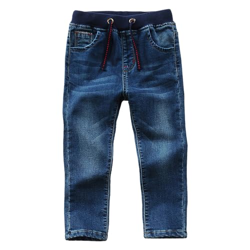 ANUFER Jungen Elastischer Bund Jeans Entspannt Lässig Dehnbar Gestrecktes Bein Baumwolle Jeanshose Alter 5-6 Jahre SN0711142 Stil A 130cm von ANUFER