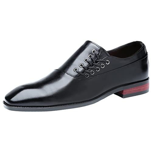 ANUFER Männer Hübsch Einzigartiges Design Mikrofaserleder Seitliche Schnürung Formale Schuhe Schwarz SN071153 EU40 von ANUFER