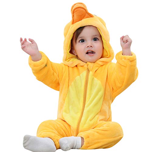 ANUFER Unisex Baby Mit Kapuze Strampler Flanell Niedlich Tier Overall Pyjama 0-36 Monate Ente SN07652 24-30 Monate von ANUFER