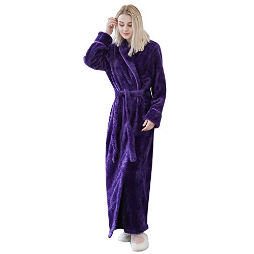 ANUFER Unisex Damen Herren Dick Flanell Morgenmantel Schalkragen Warm Lange Winter Bademantel Lila SN071027 M ANUFER Unisex Damen Herren Dick Flanell Morgenmantel Schalkragen Warm Lange Winter Bademantel Lila SN071027 M von ANUFER