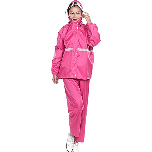 ANUFER Unisex-Erwachsene Regenanzug Jacke & Hose Wasserdichter Motorrad-REIT-Regenmantel SN070866 Rosa Größe 2XL von ANUFER