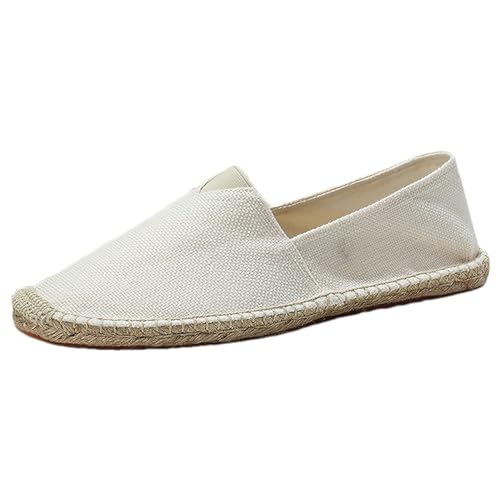 ANUFER Unisex Herren Damen Flache Espadrilles Bequem Slipper Leinwand Faulenzer SN0706168 Beige EU38 von ANUFER