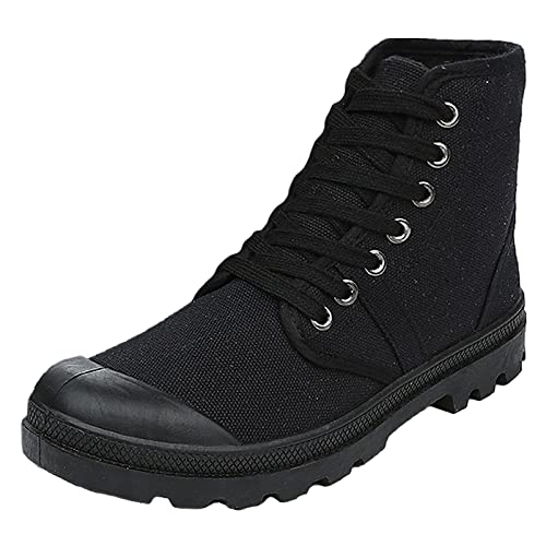 ANUFER Unisex Herren Damen Knöchelhoch Canvas Stiefel Schnürung Entspannt Turnschuhe Schwarz SN0711110 EU42 von ANUFER