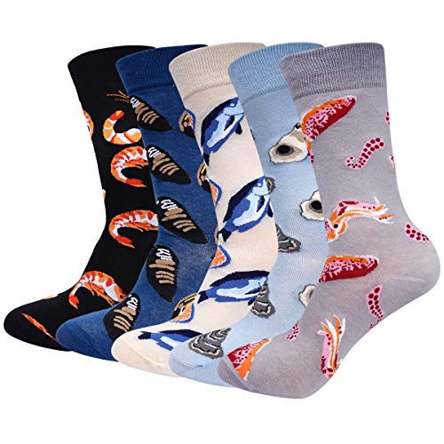 ANVEY Bunte Socken 5 Paar Gemusterte Socken Damen Herren Gekämmte Baumwolle Socken Einheitsgröße von ANVEY