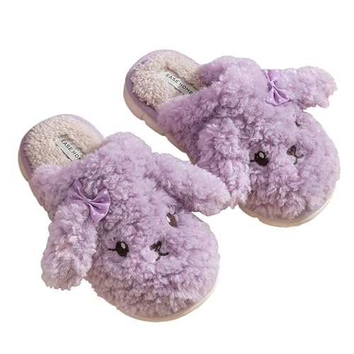 Dicke Unterseite Flauschige Damen Winter Herbst Paar Hausschuhe - Niedliche Indoor Tier Hausschuhe mit PVC-Sohle und Plüsch Obermaterial, halten Sie Ihre Füße warm und gemütlich!, Violett, 8-9 Dicke Unterseite Flauschige Damen Winter Herbst Paar Hausschuhe - Niedliche Indoor Tier Hausschuhe mit PVC-Sohle und Plüsch Obermaterial, halten Sie Ihre Füße warm und gemütlich!, Violett, 8-9 von ANYEI