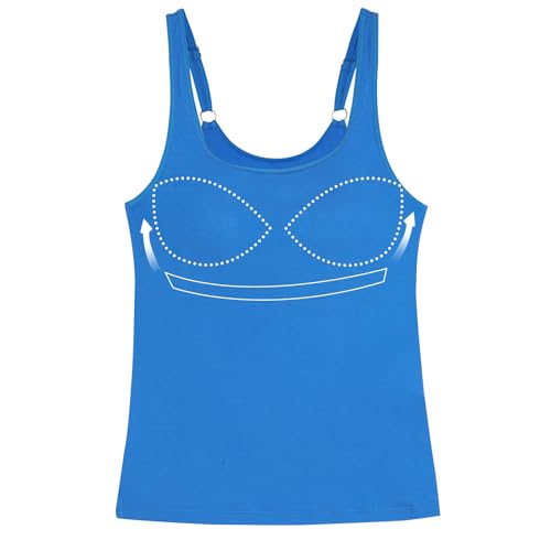 ANYFITTING Damen Alltagstop mit BH-Veredelung U-Ausschnitt Figurbetonend Ärmellose Basis Blau S von ANYFITTING