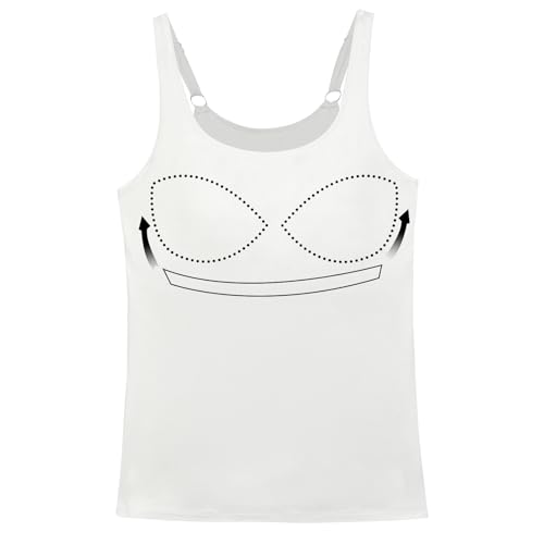 ANYFITTING Damen Bodyforming Unterhemd Integrierter BH U-Schnitt Slim Fit Ärmelloses Basic Top Weiß XL von ANYFITTING
