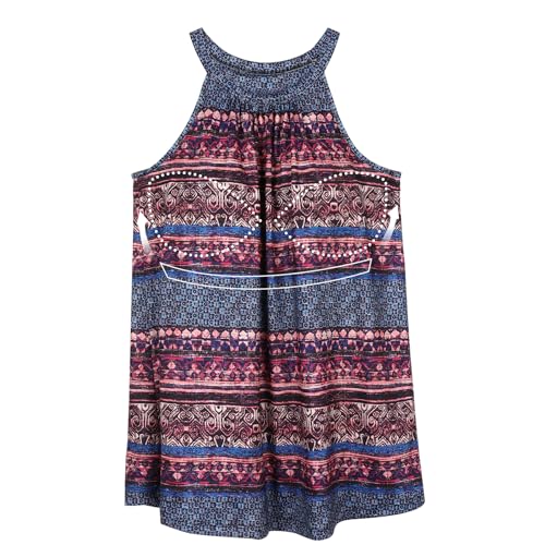 ANYFITTING Damen Tank Top mit Integriertem BH Ärmellose Neckholder Tops Unterhemd BH Hemd Loose Tops BH Top Damen mit Cups Böhmisches Muster L von ANYFITTING