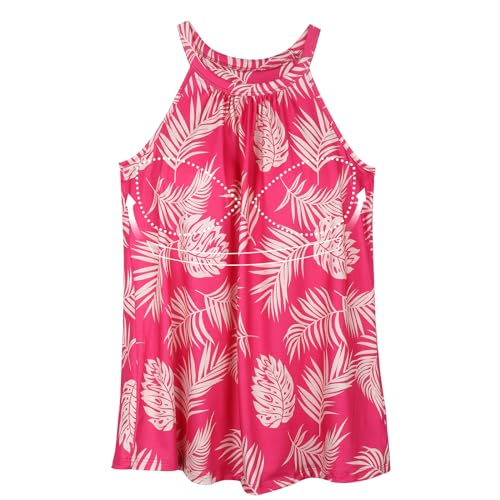 ANYFITTING Damen Tank Top mit Integriertem BH Ärmellose Neckholder Tops Unterhemd BH Hemd Loose Tops BH Top Damen mit Cups Pink mit Blätter M von ANYFITTING