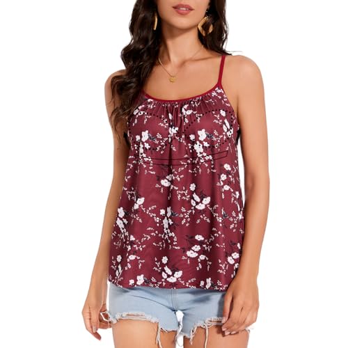 ANYFITTING Damen Tank Top mit Integriertem BH Ärmellose Spaghetti Strap Tops Damen Unterhemd BH Hemd mit U-Ausschnitt Loose Sommer Shirts Top Burgunderrot L ANYFITTING Damen Tank Top mit Integriertem BH Ärmellose Spaghetti Strap Tops Damen Unterhemd BH Hemd mit U-Ausschnitt Loose Sommer Shirts Top Burgunderrot L von ANYFITTING