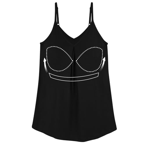 ANYFITTING Top Damen Sommer mit Integriertem BH Ärmellose Shirt Damen V Neck BH Oberteile Verstellbare Spaghettiträger Tank Top Loose Sommer Shirts Top Schwarz M von ANYFITTING