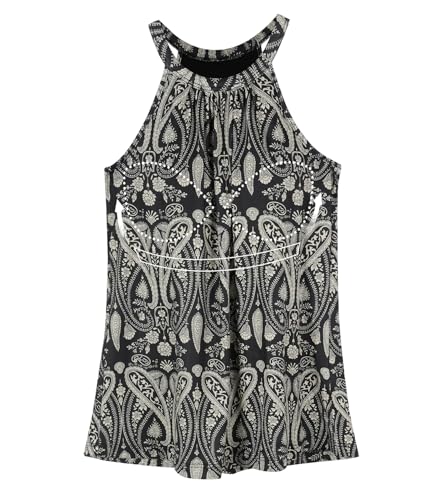 ANYFITTING Top Damen Sommer mit Integriertem BH Oberteile Neckholder Tank Top ärmellose Shirts Cami Bluse BH Hemden für Damen Retro Muster S von ANYFITTING