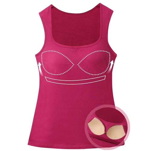 ANYFITTING Top mit Integriertem BH Damen Geripptes Tank Top Unterhemd BH Hemd Basic Trapezförmiger Kragen Shirt mit Integriertem BH Ärmellose Basic Tank Top für Frauen Wide Strap Yoga Rose S ANYFITTING Top mit Integriertem BH Damen Geripptes Tank Top Unterhemd BH Hemd Basic Trapezförmiger Kragen Shirt mit Integriertem BH Ärmellose Basic Tank Top für Frauen Wide Strap Yoga Rose S von ANYFITTING