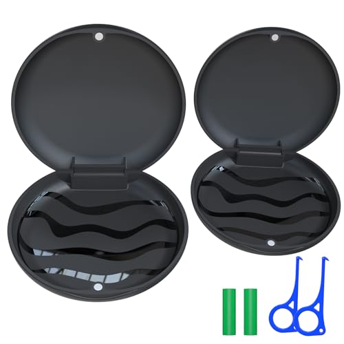 ANYLEY Zahnprothesen-Etui, 2 Stück, niedlich, schlank, ausrichtend, Strumpffüller für Damen, Herren, niedliches Etui mit Werkzeug zum Entfernen und Kauen, Schwarz ANYLEY Zahnprothesen-Etui, 2 Stück, niedlich, schlank, ausrichtend, Strumpffüller für Damen, Herren, niedliches Etui mit Werkzeug zum Entfernen und Kauen, Schwarz von ANYLEY