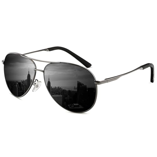 ANYLUV Sonnenbrille Herren Polarisiert, Premium Sonnenbrille Damen Schwarz mit UV400 Schutz Metall Rahmen CAT3 von ANYLUV