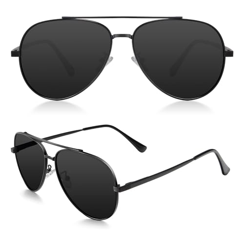 ANYLUV Polarisiert-Sonnenbrille-Herren-Damen Premium Metallrahmen Unisex mit UV400 Schutz Vintage Schwarz Fahrerbrille von ANYLUV