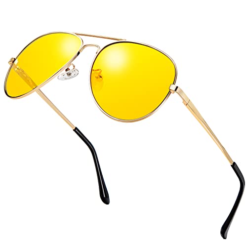 ANYLUV Sonnenbrille Herren Polarisiert, Nachtsichtbrille für Männer, Polarisierte Sonnenbrille Damen Hochwertige mit UV Schutz(Gold/Gelbe) von ANYLUV