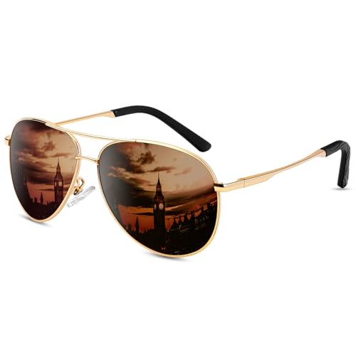 ANYLUV Sonnenbrille Herren Polarisiert, Pilotenbrille Sonnenbrille Damen Metallrahmen Klassische Retro Schutz Sunglasses von ANYLUV