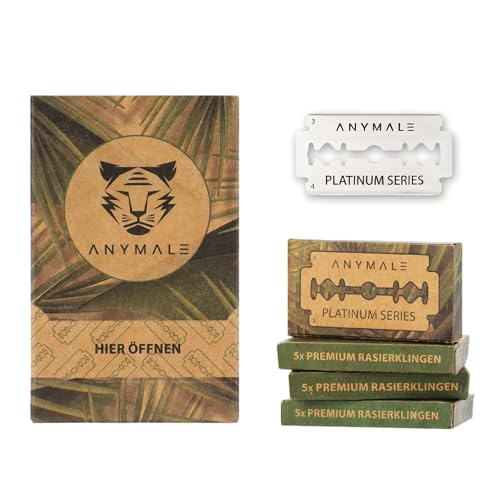 ANYMALE® Rasierklingen Platinum Series - 50 scharfe Klingen für Rasierhobel & Rasiermesser - klassische Doppelklingen - geeignet für empfindliche Haut - Damen und Herren von ANYMALE