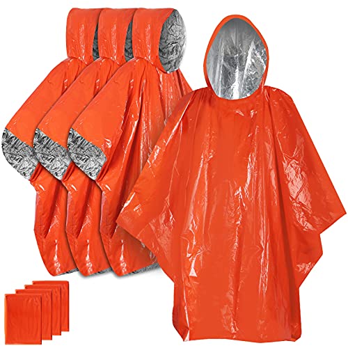 ANYOO Leichter Regenponcho (4 Pack), Unisex Wasserdichtes Regencape für Camping Wandern, mit Reflektierender Seite zur Erhöhung der Sichtbarkeit, hält Sie Warm Hält 90% der Wärme von ANYOO