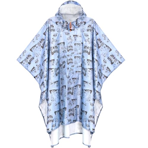 ANYOO Leichter Wasserdichter Regenponcho Herren und Damen Regenjacken Ripstop Atmungsaktiver Mehrzweck Regenmantel mit Kapuze für Outdoor Wandern Camping Angeln, Skelette, Einheitsgröße von ANYOO