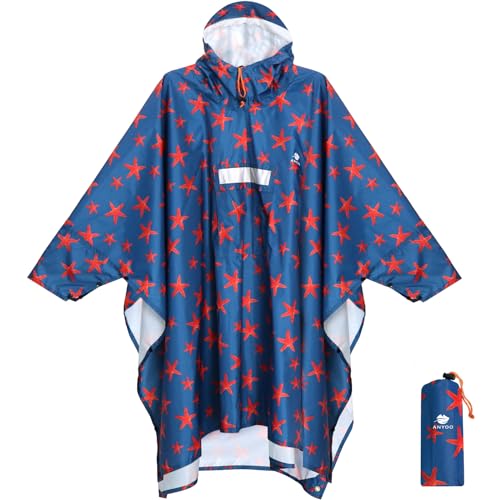 ANYOO Leichter Wasserdichter Regenponcho Regenjacken mit Ärmeln Belüftet Mehrzweck Regenmantel mit Kapuze Faltbare Schutzdecke Unterschlupf Plane für im Freien Camping Wandern Angeln, Einheitsgröße von ANYOO