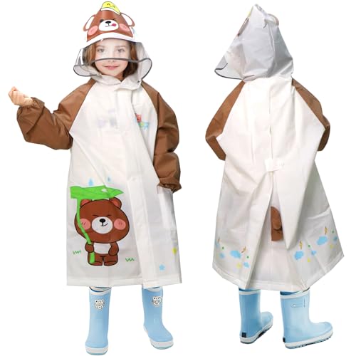 ANYOO Wasserdichte Regenponcho mit Kapuze für Kinder, Leichter Regenmäntel Regencape EVA mit Lang Ärmeln und Schulranzen für Mädchen Jungen Größe 100-110cm Wandern Schule Radfahren Camping Reise von ANYOO