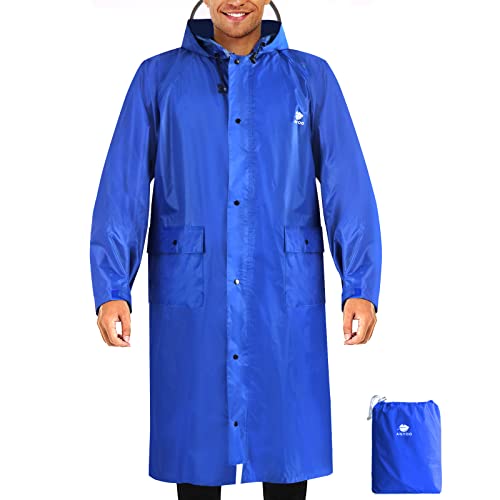 Anyoo Wasserdicht Regenmantel Radfahren Regen Poncho Portable Leichte Regenjacke Mit Kapuze Fahrrad Compact Regen Cape Wiederverwendbare Unisex für Backpacking Camping Outdoors,Blau,Einheitsgröße von Anyoo