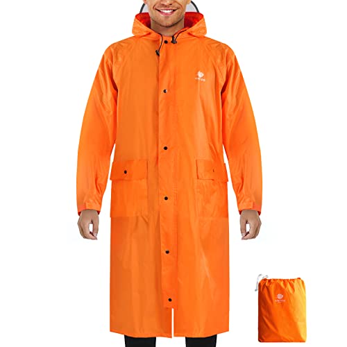 Anyoo Wasserdicht Regenmantel Radfahren Regen Poncho Portable Leichte Regenjacke Mit Kapuze Fahrrad Compact Regen Cape Wiederverwendbare Unisex für Backpacking Camping Outdoors,Orange,Einheitsgröße von Anyoo