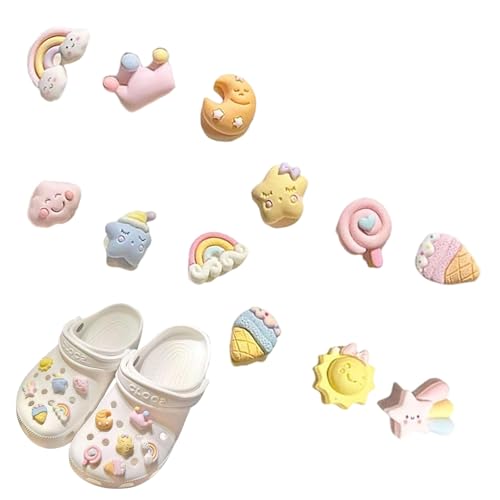 12 Stück Schuh Charms Abnehmbare Bunt Crocs Anstecker für Crocs Niedliche Schuhanstecker PVC Shoe Charm für Mädchen Frauen Kinder von ANYUANKW