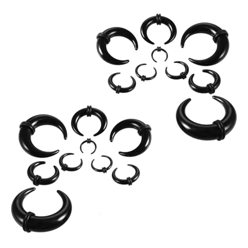 ANYUANKW 18 Stück Septum Piercing 1.6-10 mm Acryl Pincher Tapers Septum Ringe C Form Buffalo Stretcher Expander für Damen und Herren, Schwarz von ANYUANKW