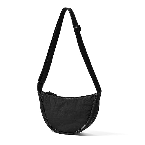 ANYWN Crossbody Bag Damen Halbmond Schultertasche, Hobo Casual Crossbody Bag, Einfarbige Tragbare Halbmond-Tasche Umhängetasche mit verstellbarer Schultergurt Schwarz von ANYWN