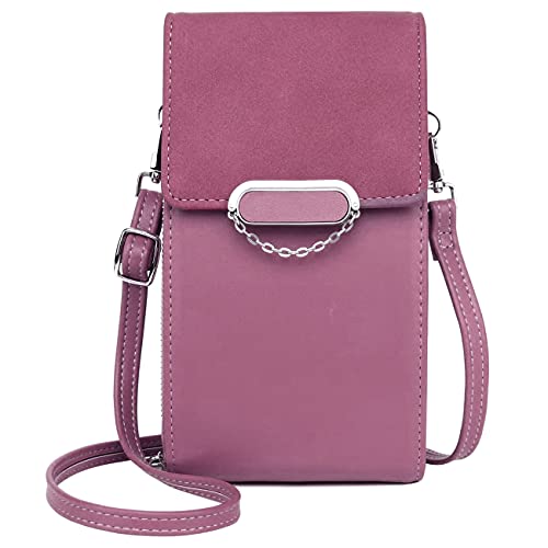 ANYWN Damen Schultertasche - Handy Umhängetasche PU Leder Klein Tasche Frau Retro Geldbörse Handytasche für Handy unter 7 Zoll mit Kartenfächer und Verstellbar Abnehmbar Schultergurt (Weinrot) von ANYWN