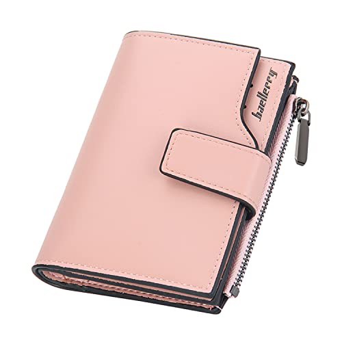 ANYWN Geldbeutel klein Damen, Geldbörse Damen klein, kleines Portemonnaie Damen, Geldtasche Damen klein mit Große Kapazität, Damen Vintage Geldbörse Rosa von ANYWN