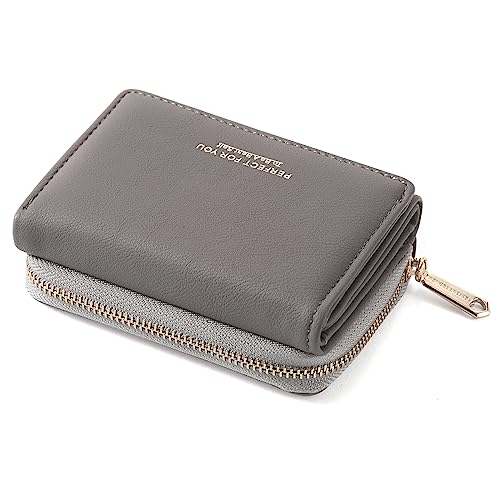 ANYWN Geldbörse Damen klein, Geldbeutel Damen klein, kleines Portemonnaie Damen, Geldtasche klein Damen mit Große Kapazität, Elegante und Süße Damen Geldbeutel mit Großes Münzfach 77-DunkelGrau von ANYWN