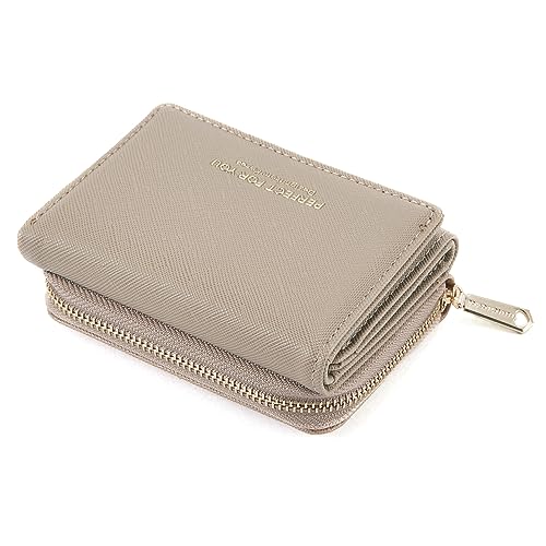 ANYWN Geldbörse Damen klein, Geldbeutel Damen klein, kleines Portemonnaie Damen, Geldtasche klein Damen mit Große Kapazität, Elegante und Süße Damen Geldbeutel mit Großes Münzfach Khaki von ANYWN