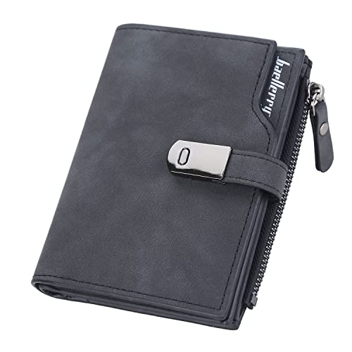 Geldbörse Damen klein, Geldbeutel Damen klein aus glattem und weichem Kunstleder kleines Portemonnaie Magnetschnalle mit Reißverschluss und Kartenfächer Schwarz von ANYWN