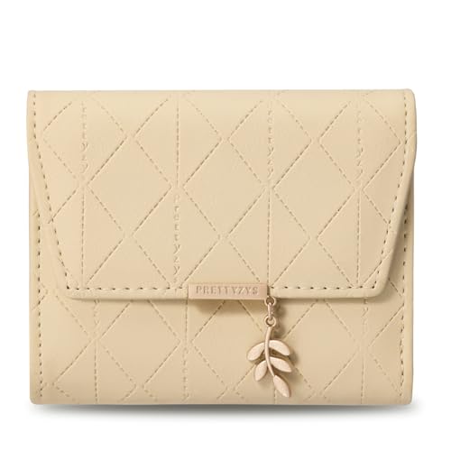 ANYWN Geldbörse Damen klein, Geldbeutel Damen, kleines Portemonnaie Damen, Elegante Geldtasche klein mit Großes Münzfach Apricot von ANYWN