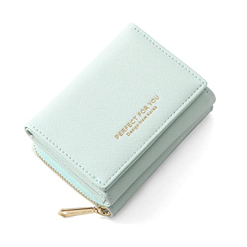 ANYWN Geldbörse Damen klein, Geldbeutel Damen klein, kleines Portemonnaie Damen, Geldtasche klein Damen mit Große Kapazität, Elegante und Süße Damen Geldbeutel mit Großes Münzfach Grün von ANYWN