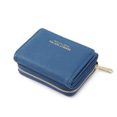 ANYWN Geldbörse Damen klein, Geldbeutel Damen, kleines Portemonnaie mit Große Kapazität, Elegante und Süße Geldbeutel mit Großes Münzfach Königsblau von ANYWN