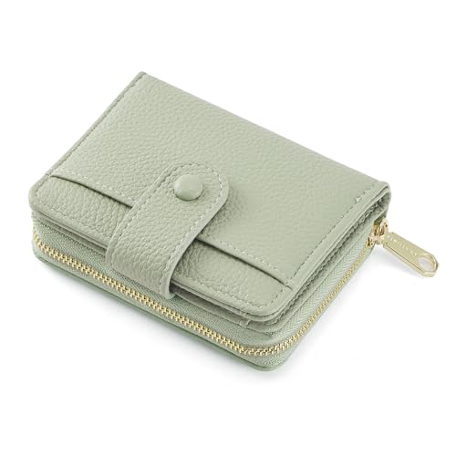 ANYWN Geldbörse Damen klein aus Weichem Leder, Kleines Portemonnaie Damen, Mini Geldbeutel mit Großes Zipper Münzfach Hellgrün ANYWN Geldbörse Damen klein aus Weichem Leder, Kleines Portemonnaie Damen, Mini Geldbeutel mit Großes Zipper Münzfach Hellgrün von ANYWN