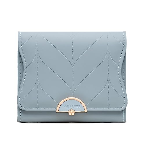 ANYWN Geldbörse Damen klein, Portemonnaie Damen klein viele fächer, Geldtasche klein Damen mit Große Kapazität, Elegante und Süße Damen Geldbeutel mit Großes Münzfach A-HimmelBlau von ANYWN