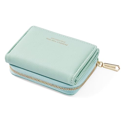 Geldbörse Damen klein, Geldbeutel Damen klein, kleines Portemonnaie Damen mit Große Kapazität, Elegante Damen Geldtasche mit Großes Münzfach 77-Grün von ANYWN