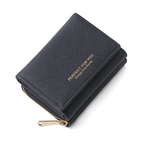 ANYWN Geldbörse Damen klein, Geldbeutel Damen klein, kleines Portemonnaie mit Große Kapazität, Elegante Geldbeutel mit Großes Münzfach Schwarz von ANYWN