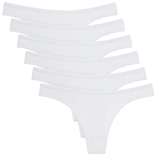 ANZERMIX Damen 6er Pack Baumwolle Thong Unterwäsche Assorted (6-Pack White, Medium) von ANZERMIX