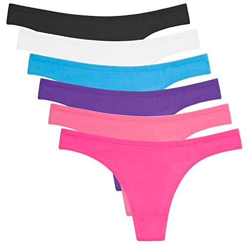 ANZERMIX Damen Atmungsaktive Thong Baumwolle String Unterwäsche 6er Pack (Basics, M) von ANZERMIX
